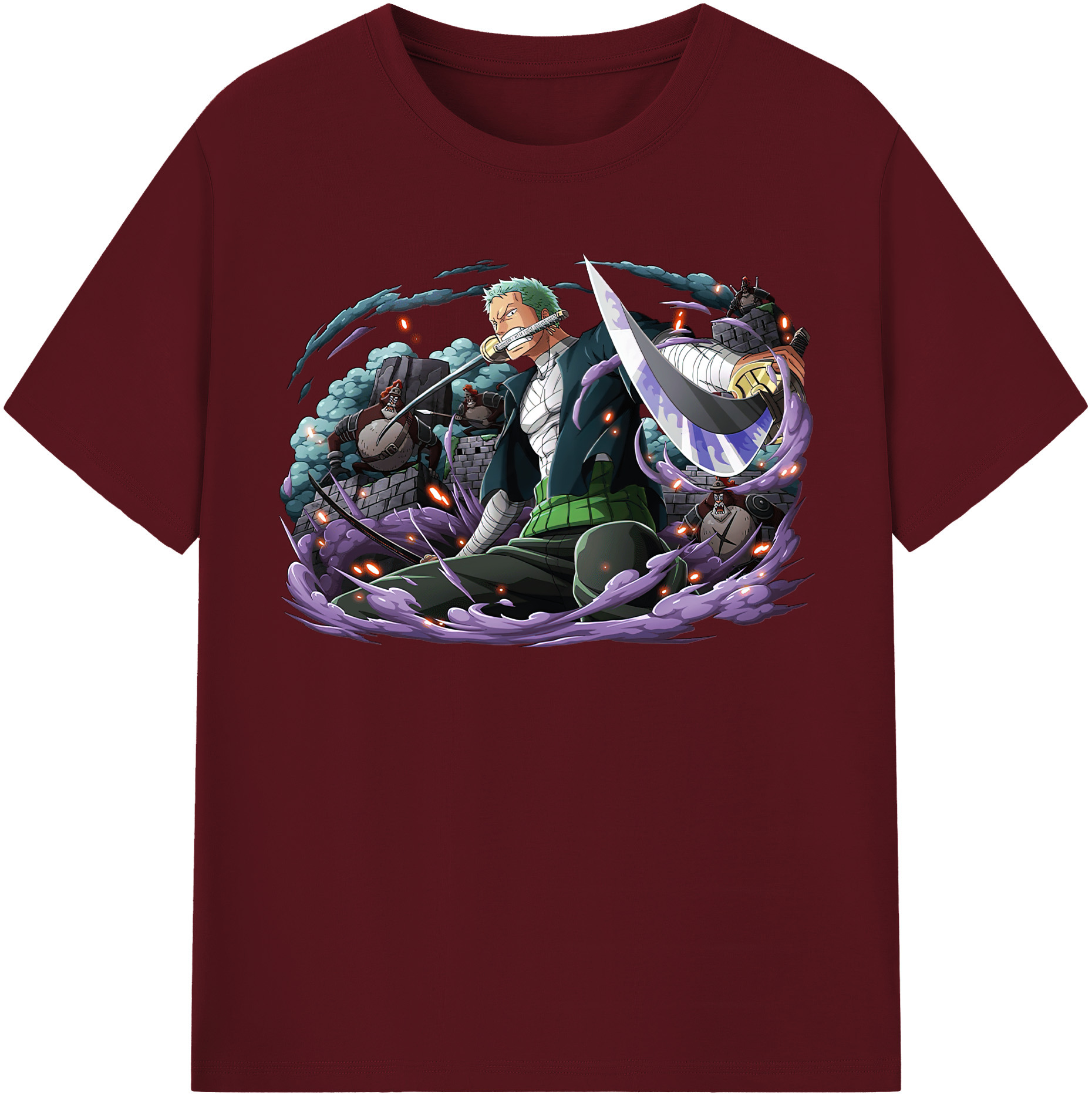 ワンピース ロロノア・ゾロ ONE PIECE Roronoa Zoro 綿100％半袖Tシャツ（フロントプリント）